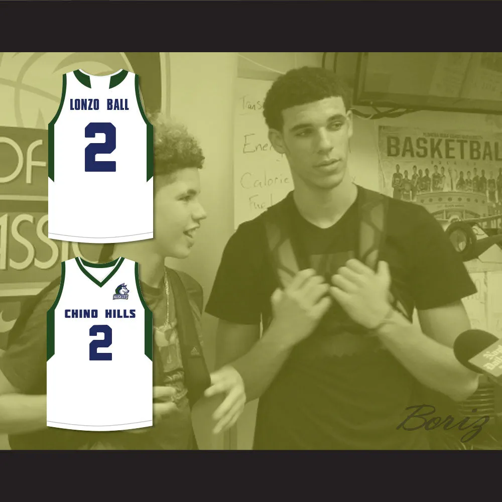 Lonzo Ball 2 Chino Hills Huskies White Basketball Jersey with Patch 2