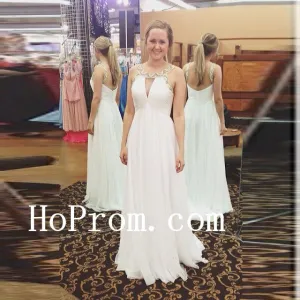 Lovely A-Line Dresses,White Prom Dress,Evening Dress