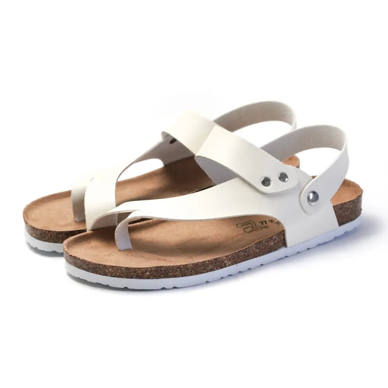 Low Heel Color Block Sandals for Youth in White and Black