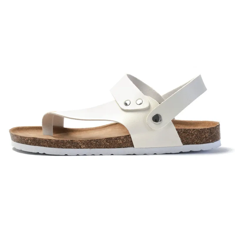 Low Heel Color Block Sandals for Youth in White and Black