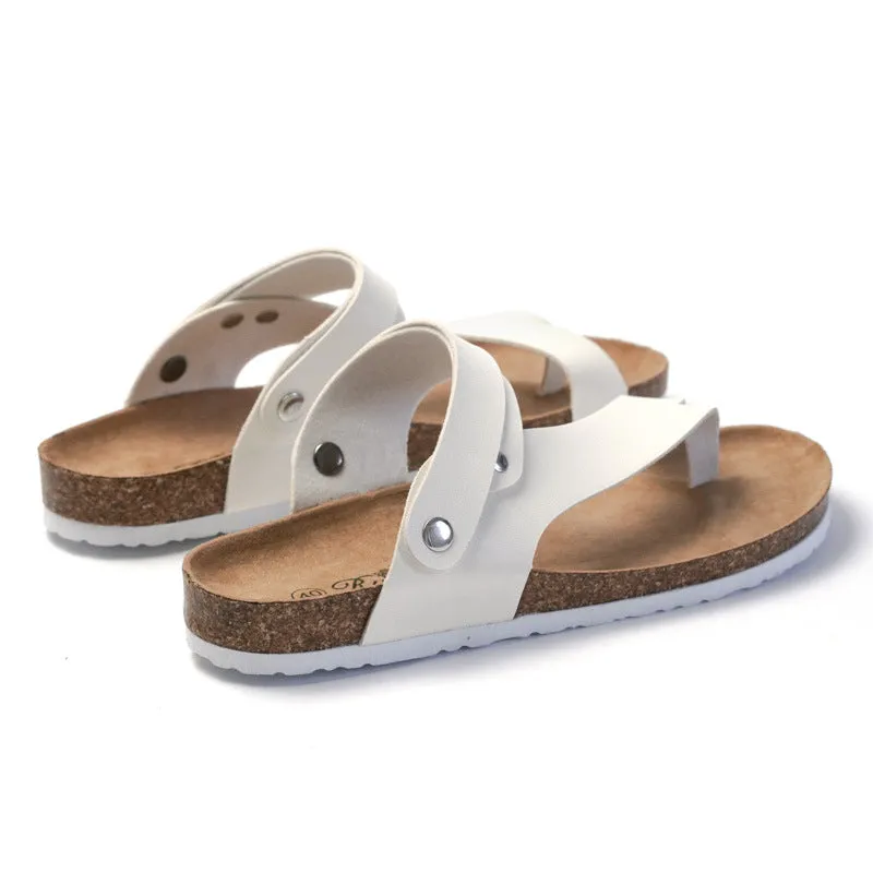 Low Heel Color Block Sandals for Youth in White and Black