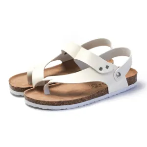 Low Heel Color Block Sandals for Youth in White and Black
