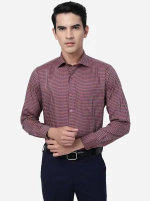 Maroon & Blue Checked Slim Fit Formal Shirt | Metal