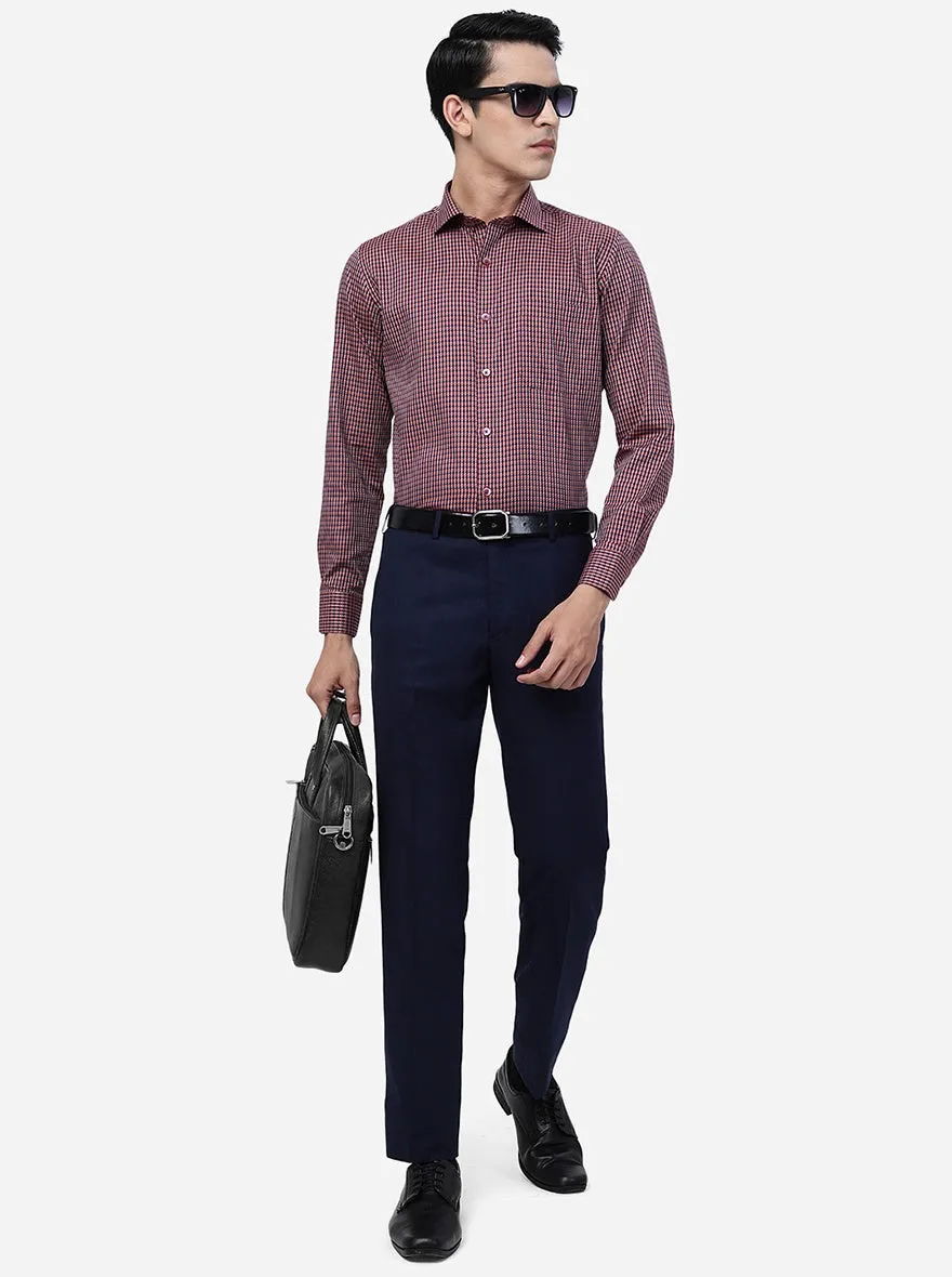 Maroon & Blue Checked Slim Fit Formal Shirt | Metal