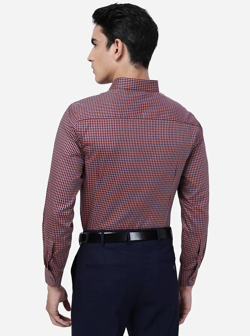Maroon & Blue Checked Slim Fit Formal Shirt | Metal