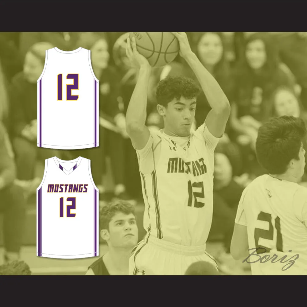Max Christie 12 Rolling Meadows High School Mustangs White Basketball Jersey 1