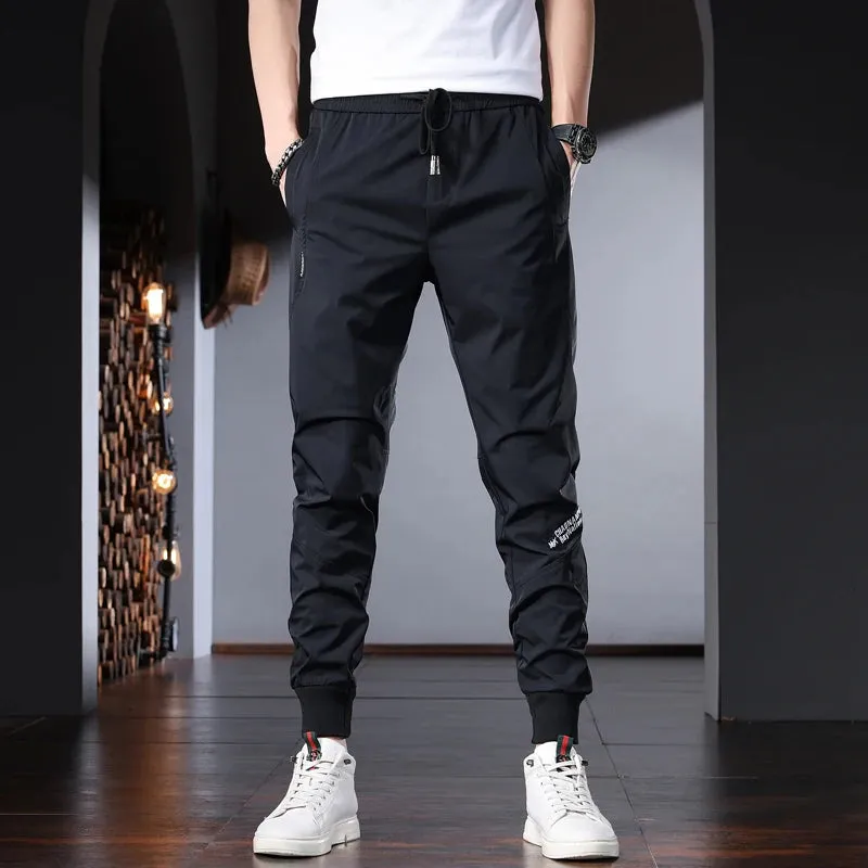 Men's Casual Summer Sport Joggers: Fashionable Letter Design, Slim Fit, Elastic Waist Trousers