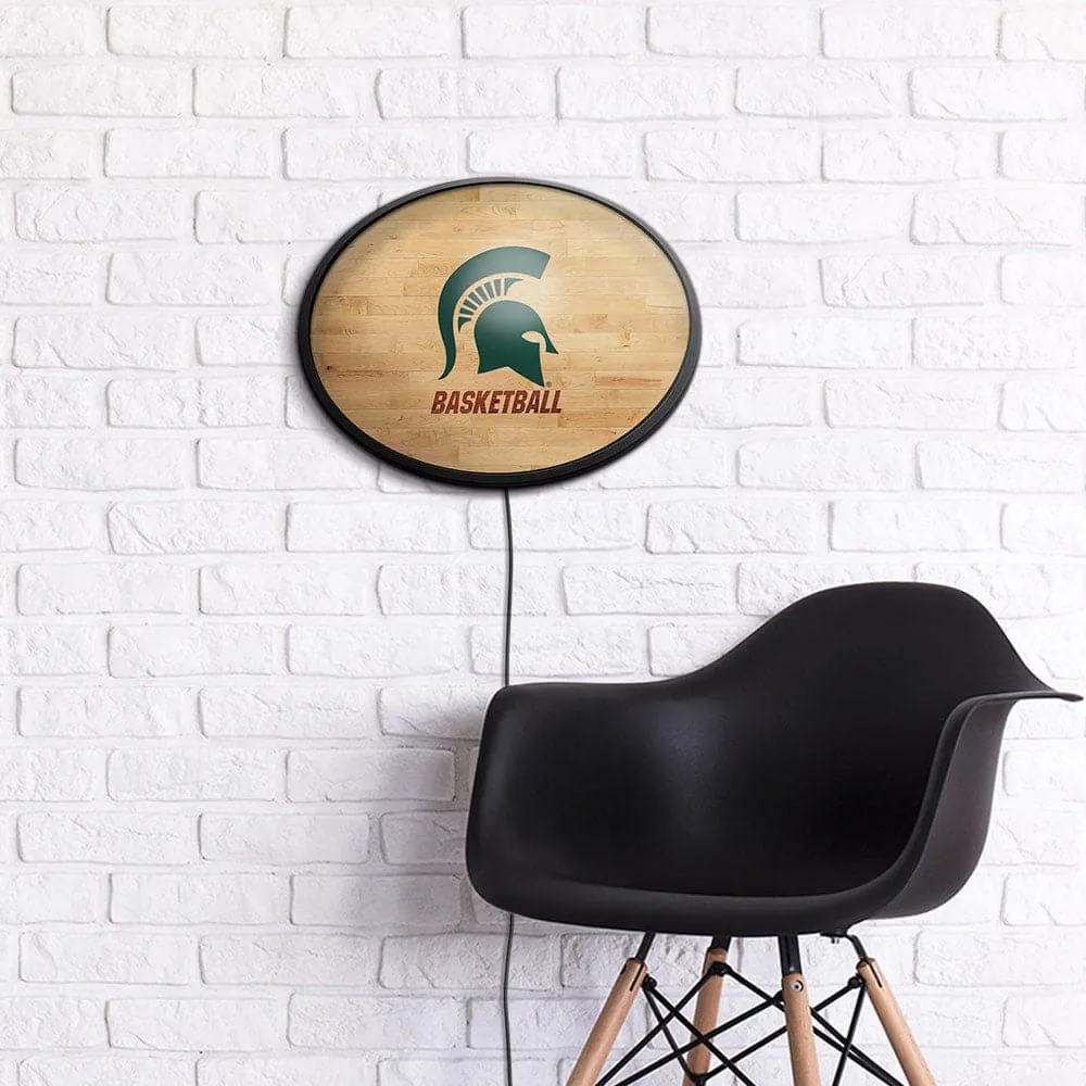 Michigan State Spartans: Hardwood - Oval Slimline Lighted Wall Sign