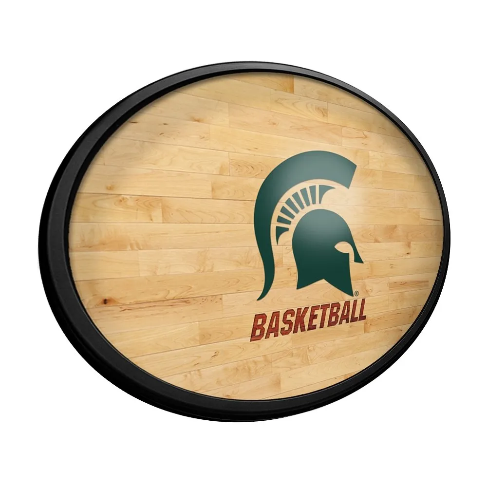 Michigan State Spartans: Hardwood - Oval Slimline Lighted Wall Sign