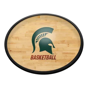 Michigan State Spartans: Hardwood - Oval Slimline Lighted Wall Sign