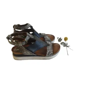 MJUS black and white mottled leather platform sandal shoe size 37