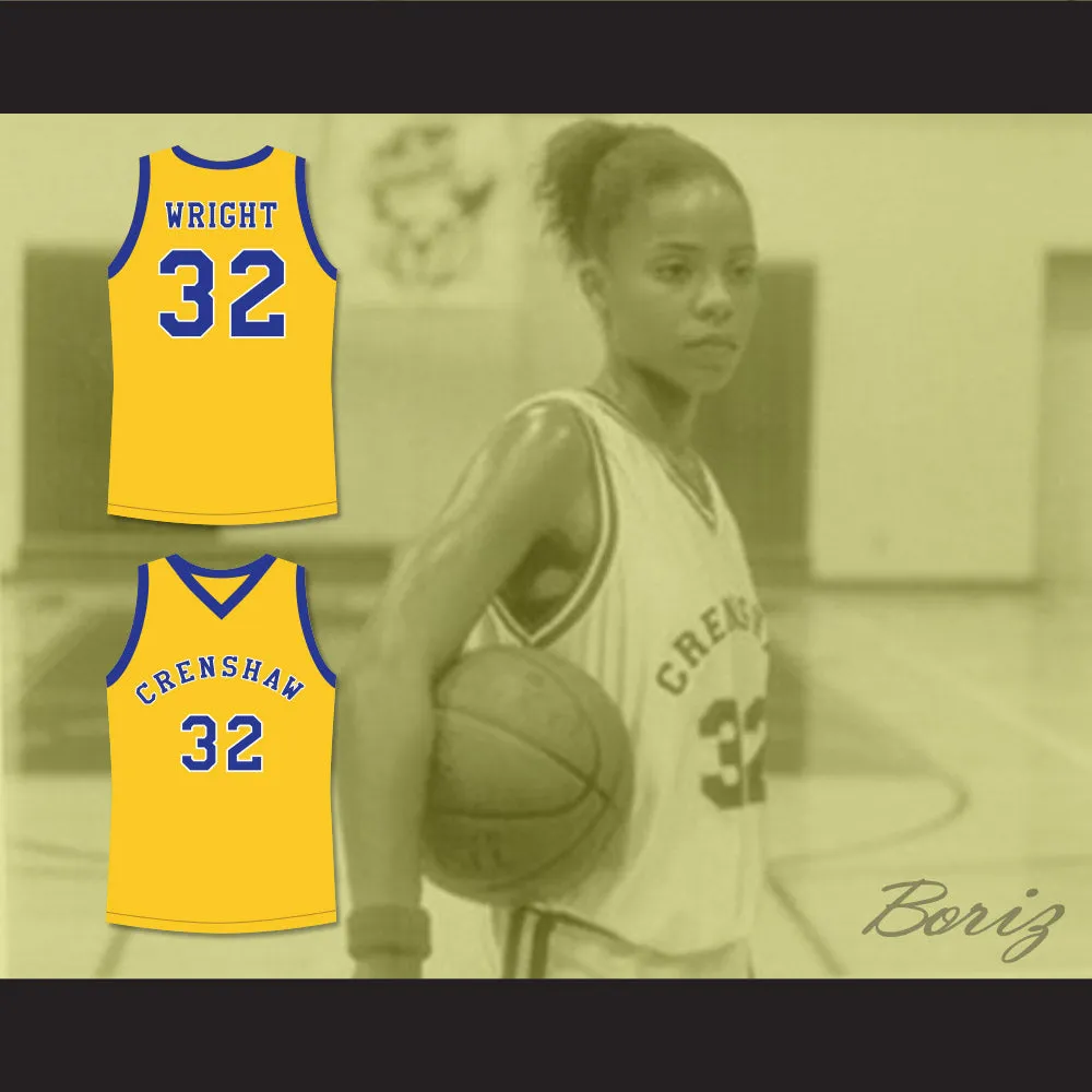 Monica Wright 32 Crenshaw High School Yellow Basketball Jersey