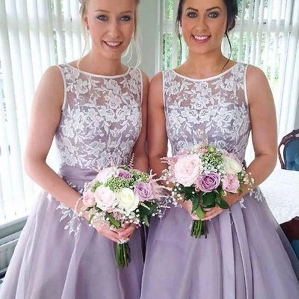 Most Popular Organza Bateau Off Shoulder Lace Short Bridesmaid Dresses, MB179