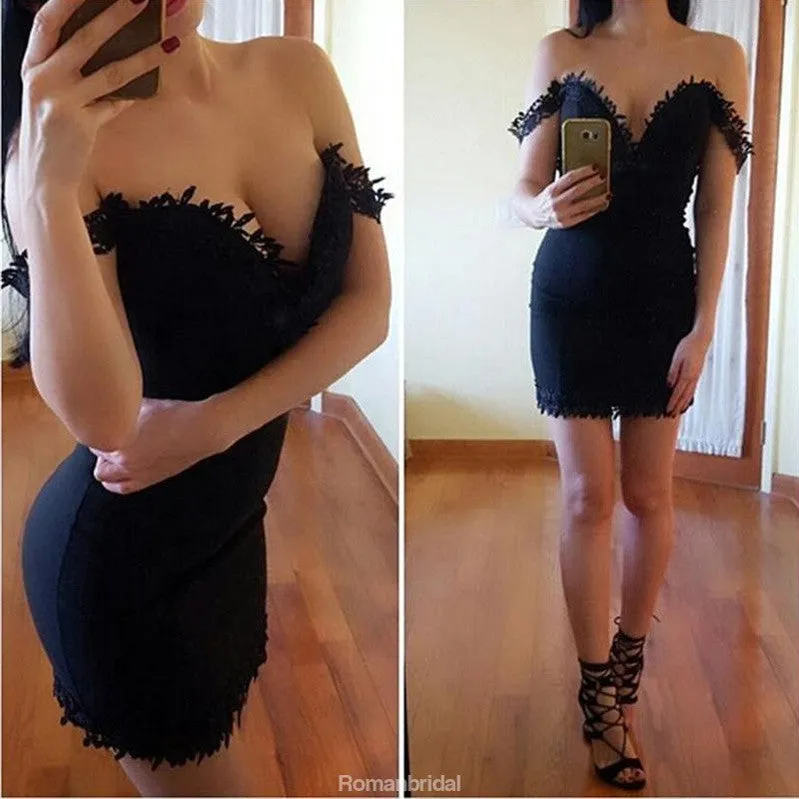 New Arrival Tight Off-shoulder sexy Deep V-neck short/mini Homecoming dresses, HD0341
