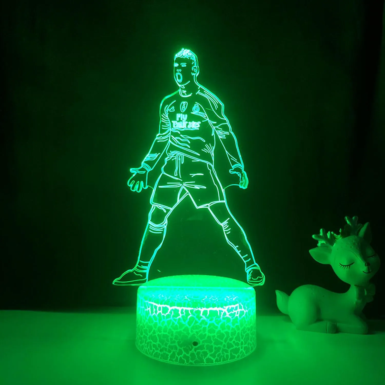 NEW JUSTUP Soccer Player Night Light 3D Illusion LED Lamp with Remote Control Best Birthday for Sports Lover