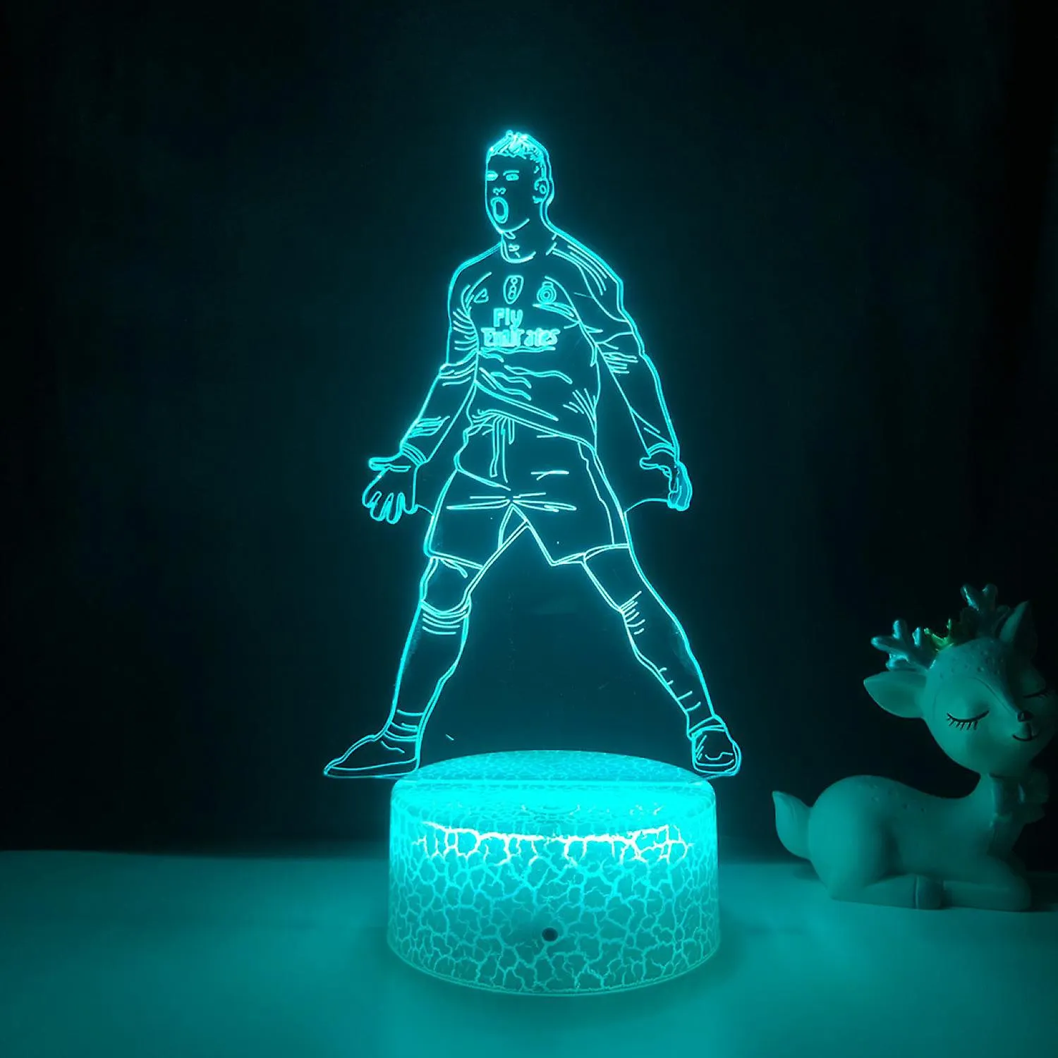 NEW JUSTUP Soccer Player Night Light 3D Illusion LED Lamp with Remote Control Best Birthday for Sports Lover