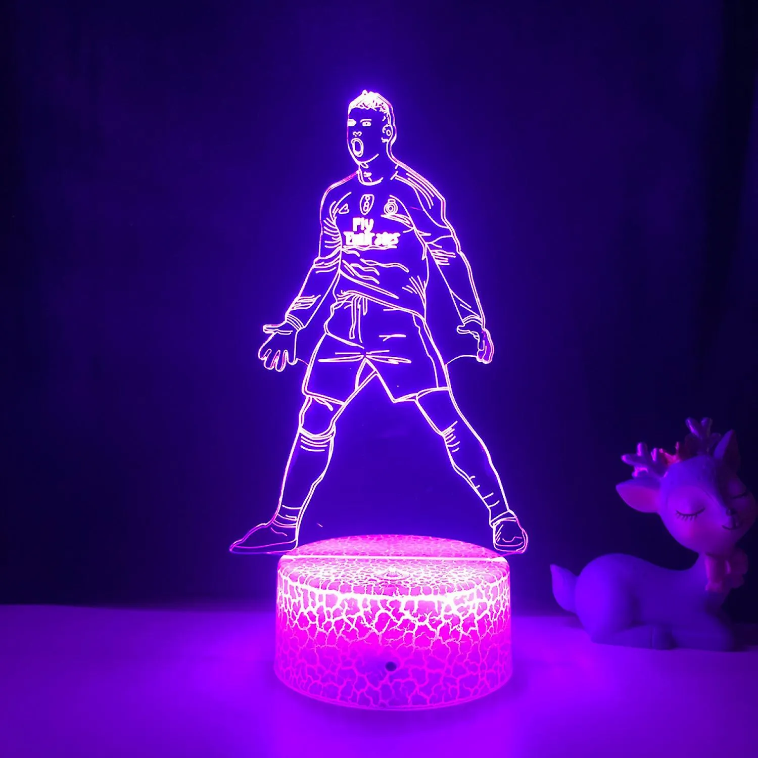 NEW JUSTUP Soccer Player Night Light 3D Illusion LED Lamp with Remote Control Best Birthday for Sports Lover