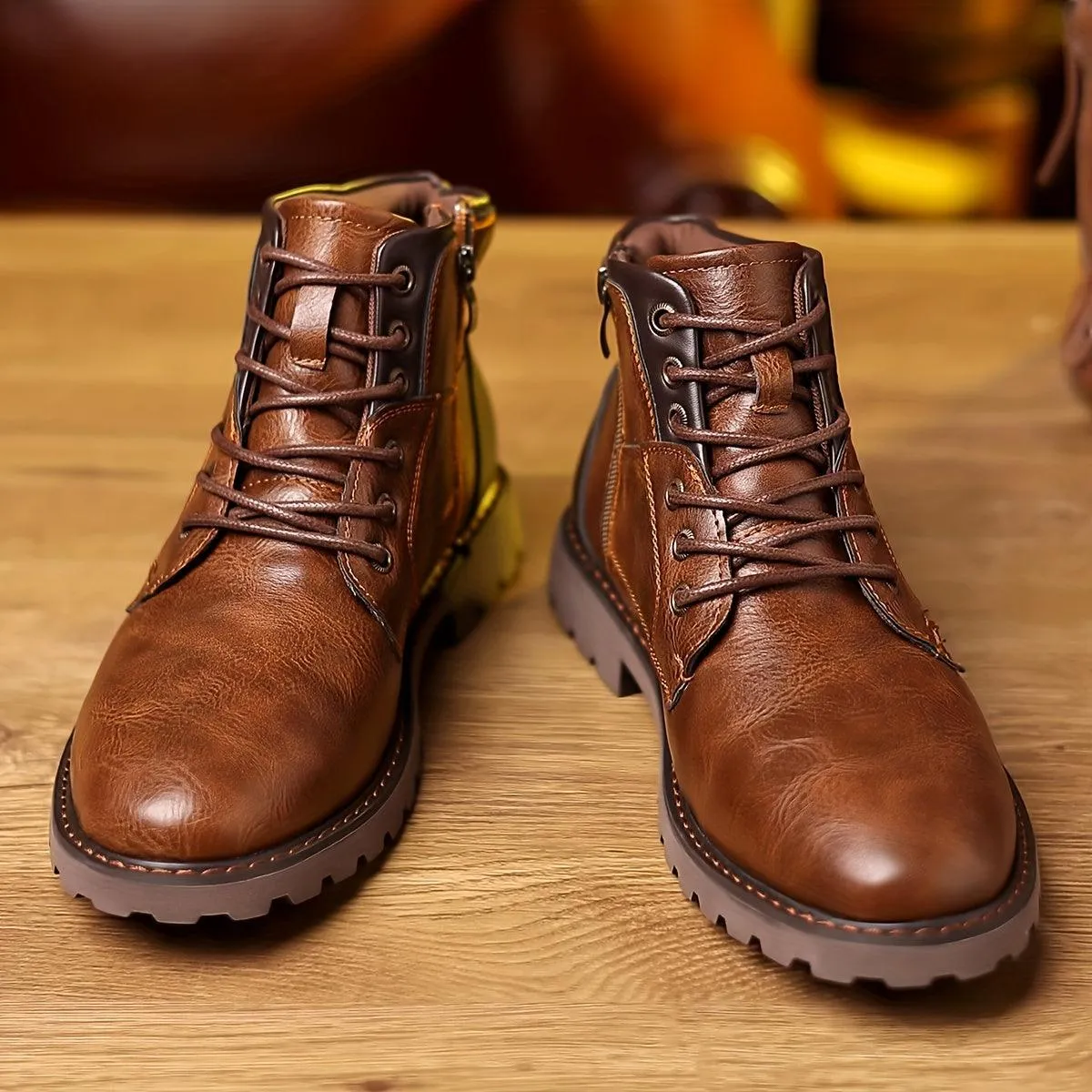 NobleStride™ | Men's Leather Zipper Dress Boots | Durable Genuine Leather, Stylish Design & Secure Fit