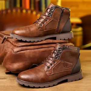 NobleStride™ | Men's Leather Zipper Dress Boots | Durable Genuine Leather, Stylish Design & Secure Fit
