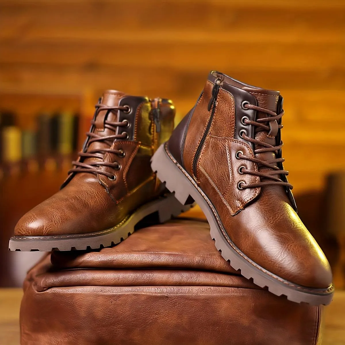 NobleStride™ | Men's Leather Zipper Dress Boots | Durable Genuine Leather, Stylish Design & Secure Fit