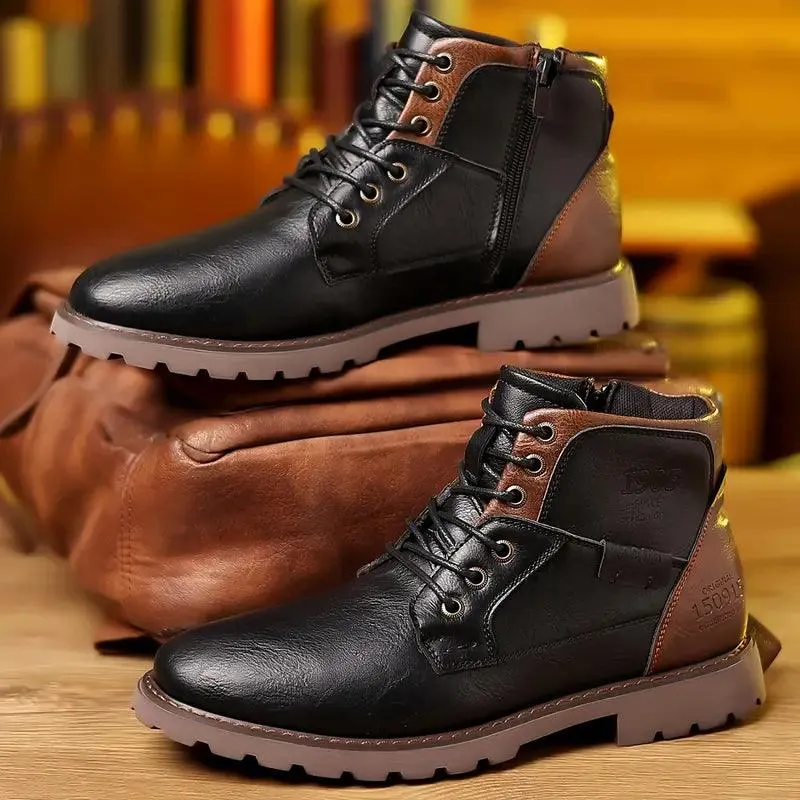NobleStride™ | Men's Leather Zipper Dress Boots | Durable Genuine Leather, Stylish Design & Secure Fit
