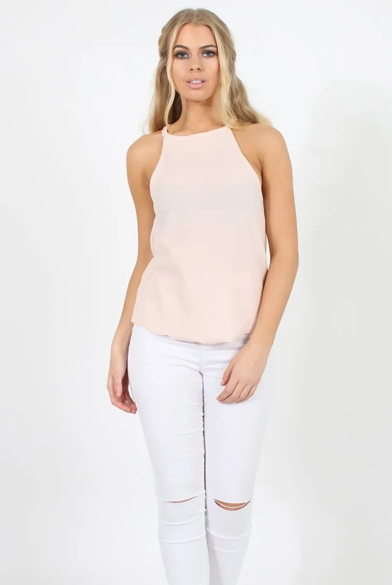 Nude Scallop Hem High Neck Vest - Kelsey