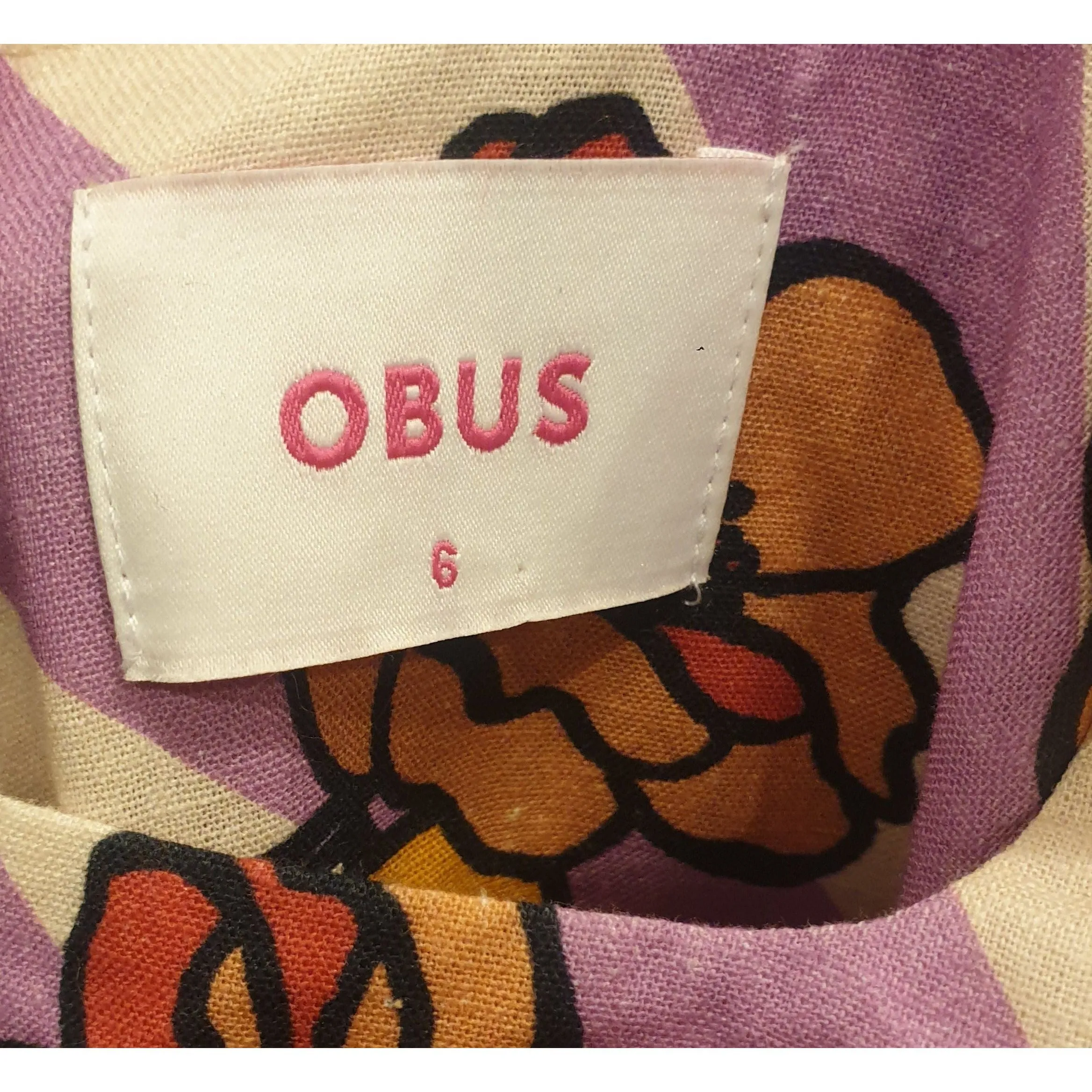 Obus preloved purple and cream print sleeveless maxi dress size 6