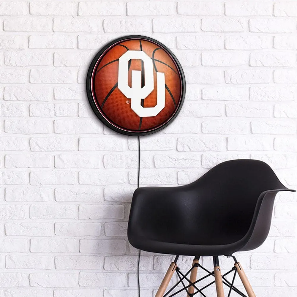 Oklahoma Sooners: Basketball - Round Slimline Lighted Wall Sign