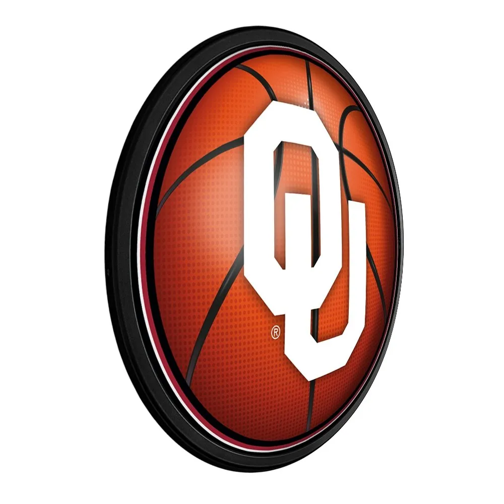 Oklahoma Sooners: Basketball - Round Slimline Lighted Wall Sign