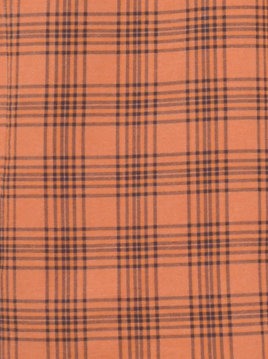 Orange Checked Slim Fit Casual Shirt | JadeBlue