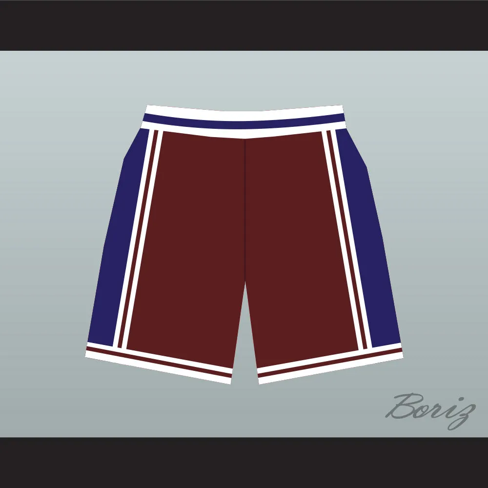 Panthers High School Maroon with Blue Side Stripe Basketball Shorts Above The Rim