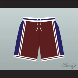 Panthers High School Maroon with Blue Side Stripe Basketball Shorts Above The Rim