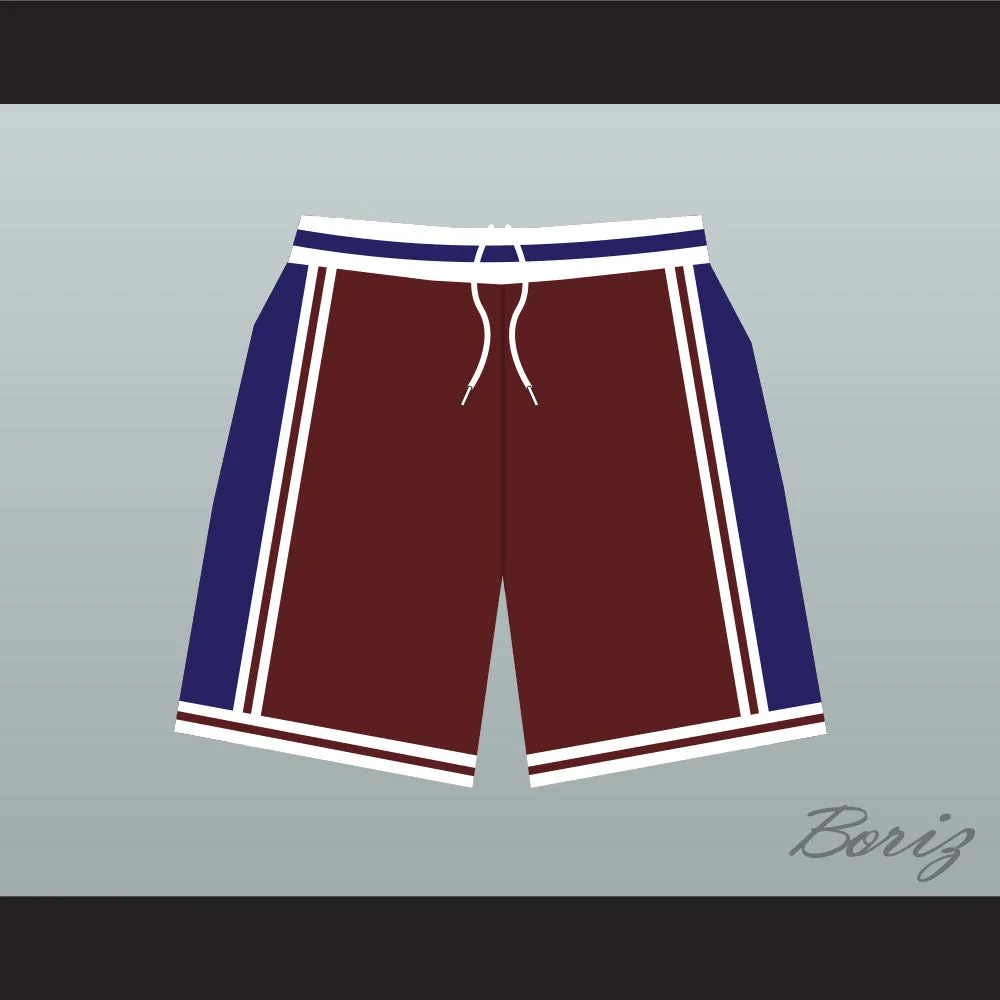 Panthers High School Maroon with Blue Side Stripe Basketball Shorts Above The Rim
