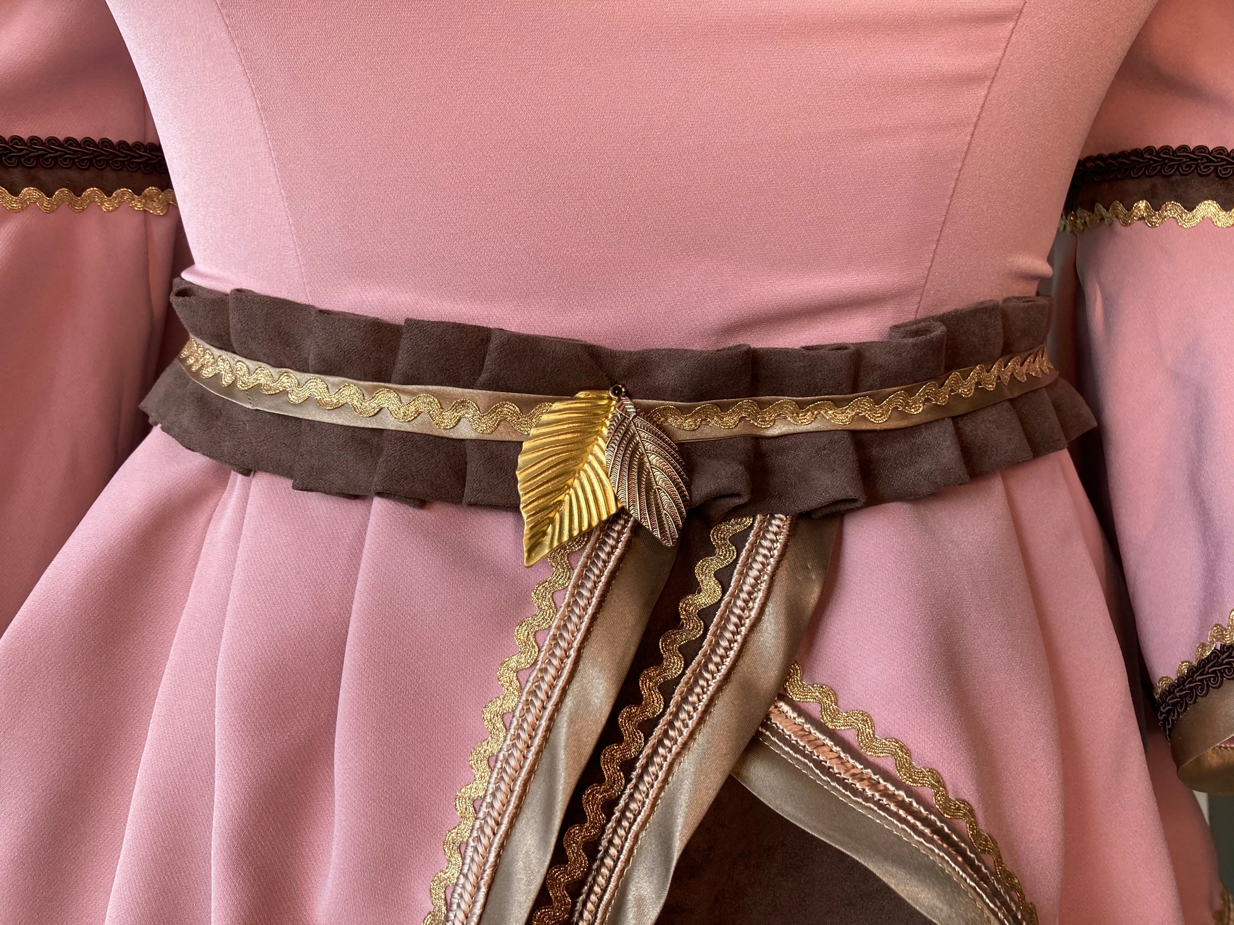 Pink and Brown Peplum Dress