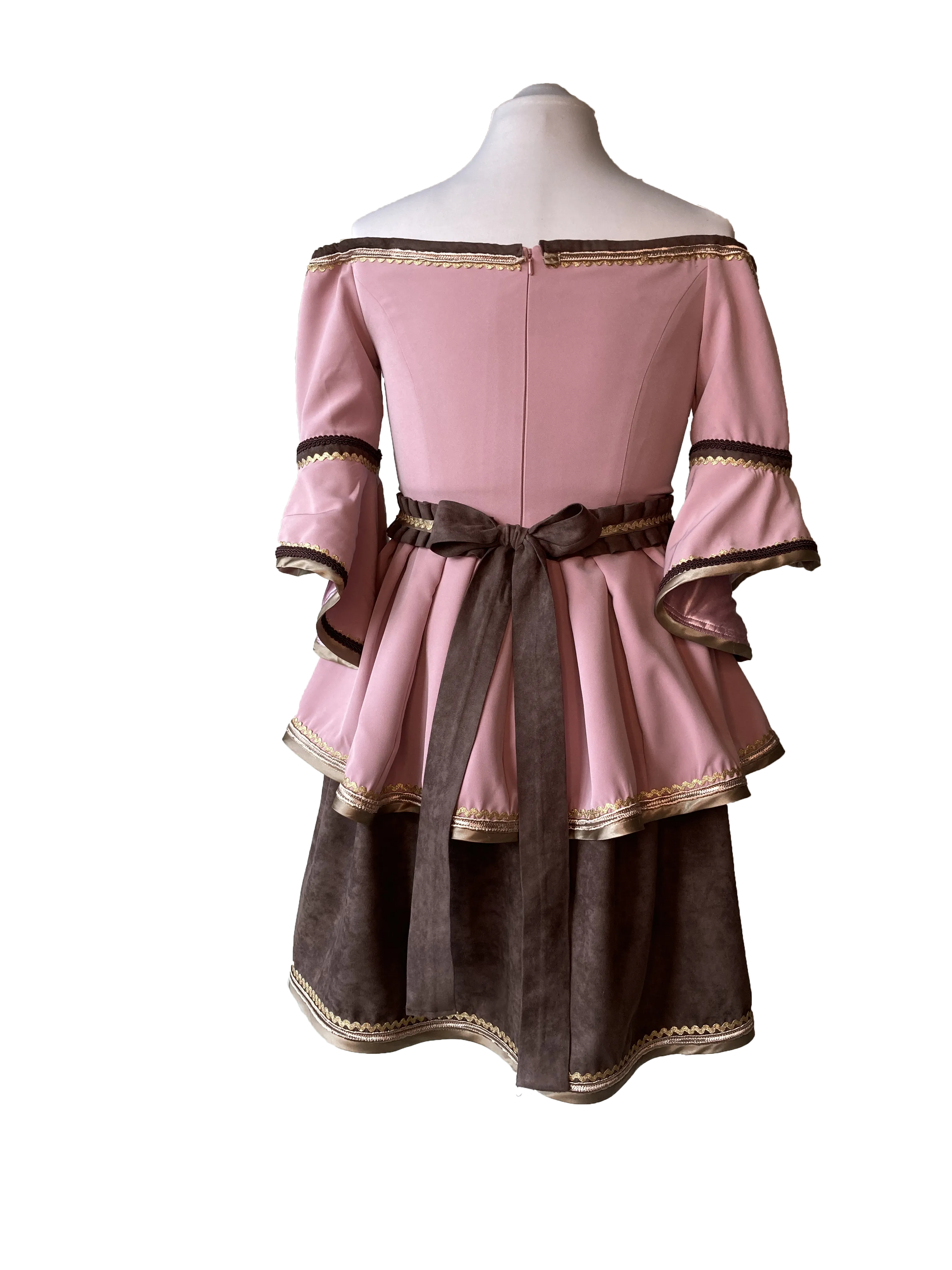 Pink and Brown Peplum Dress