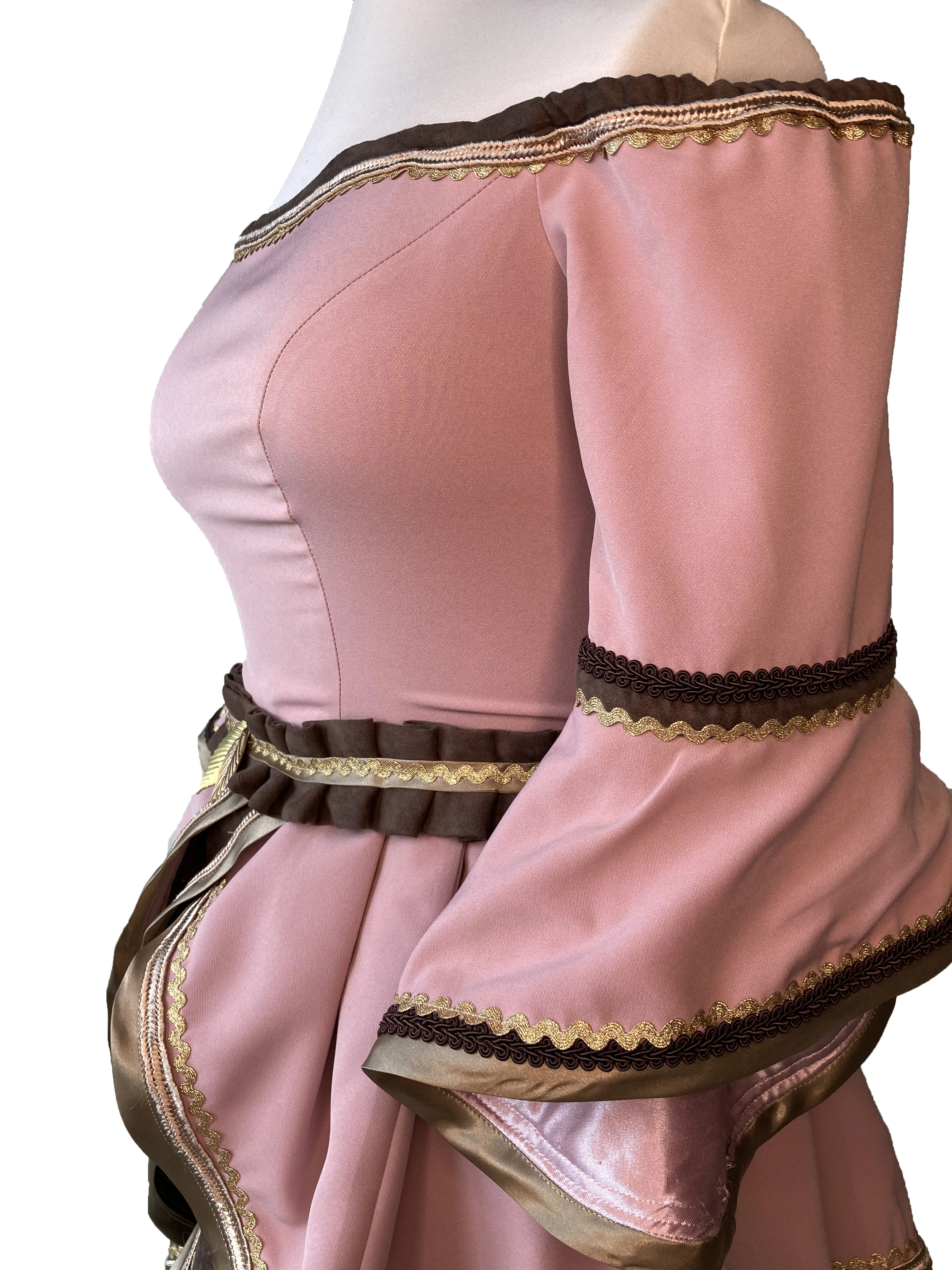 Pink and Brown Peplum Dress