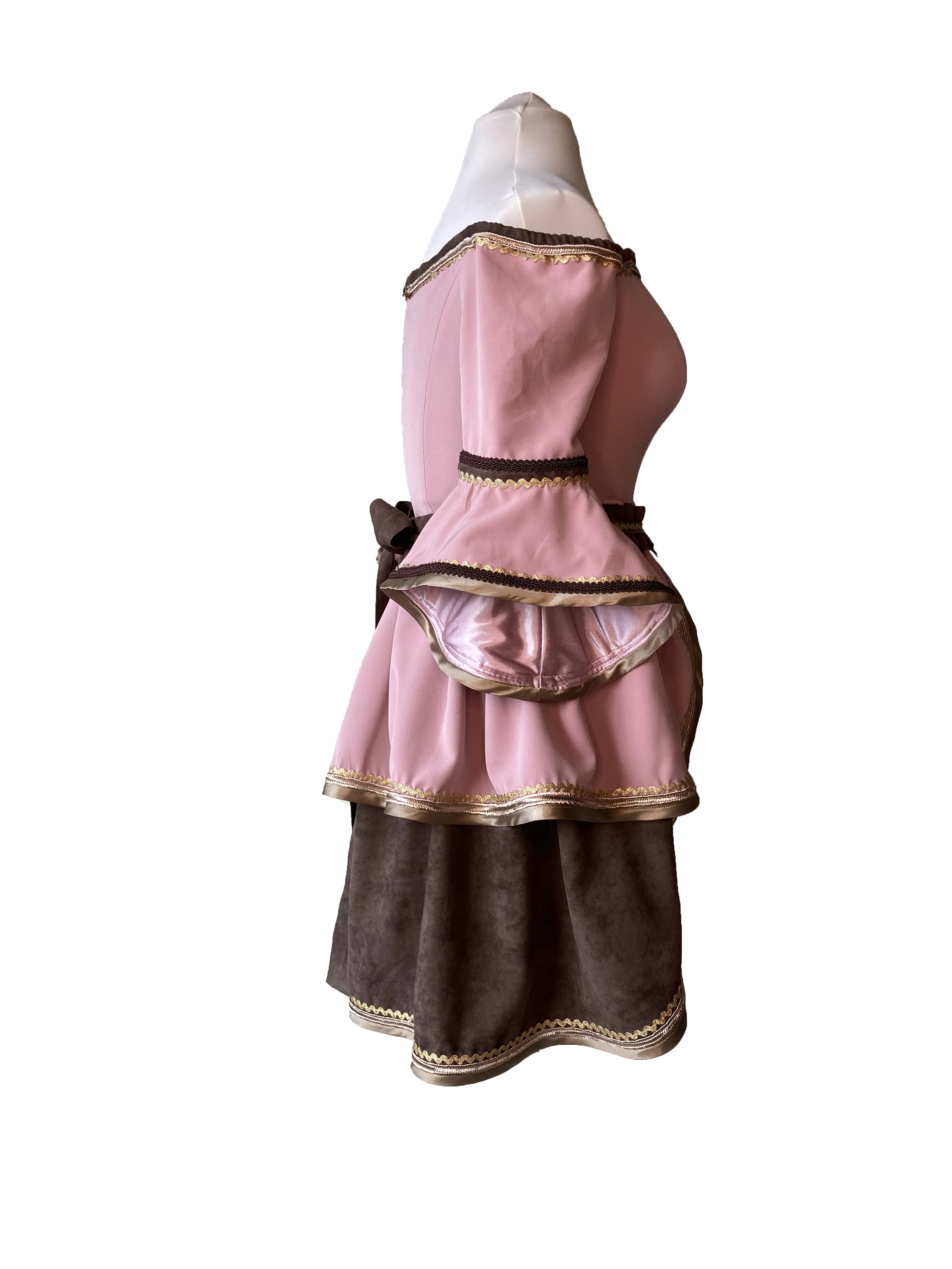Pink and Brown Peplum Dress