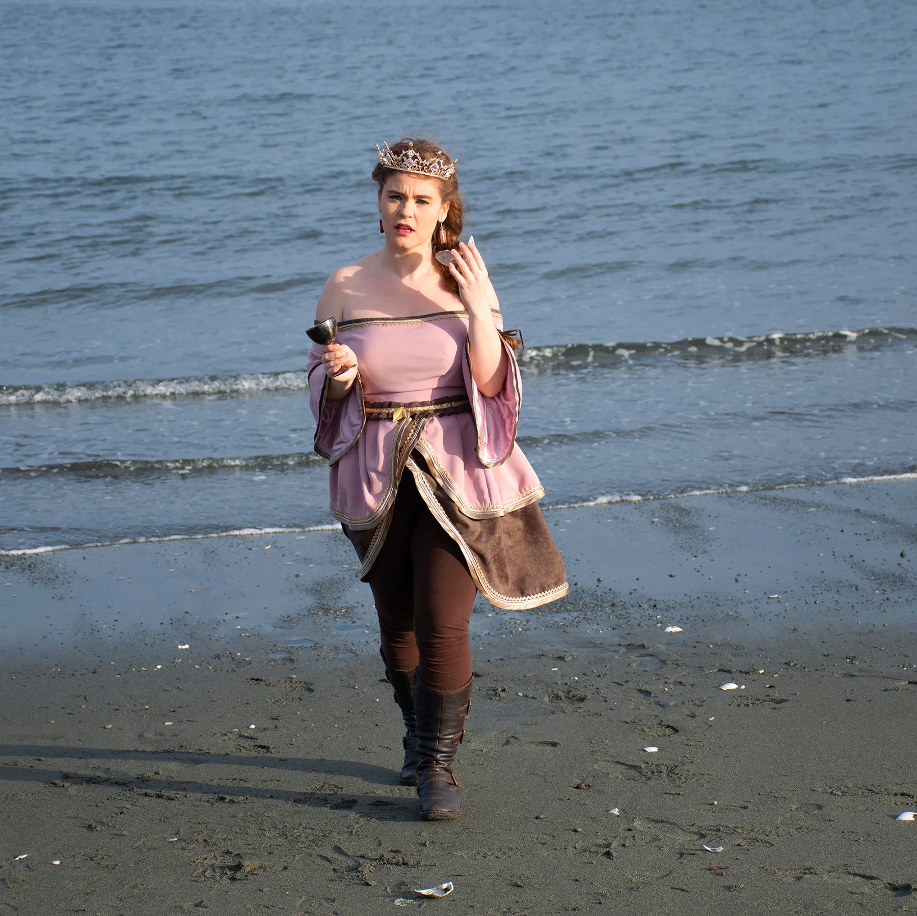 Pink and Brown Peplum Dress