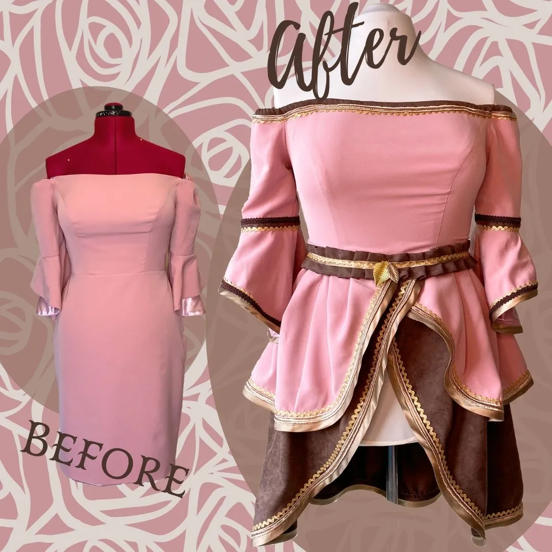 Pink and Brown Peplum Dress
