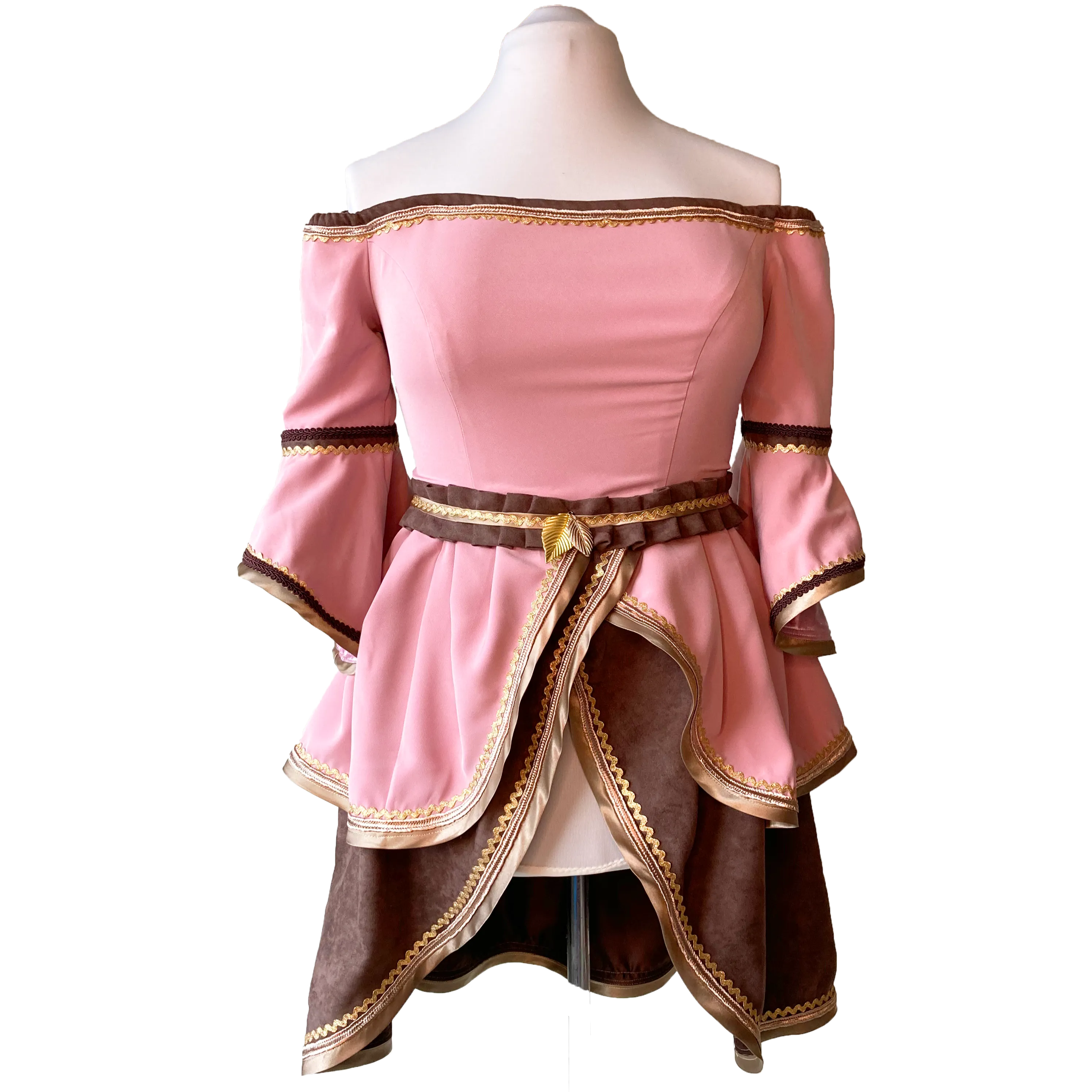Pink and Brown Peplum Dress