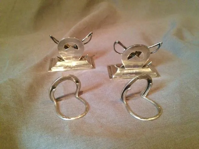 Place Card Holders Fox Hunt Motif Sterling Silver Edwardian England