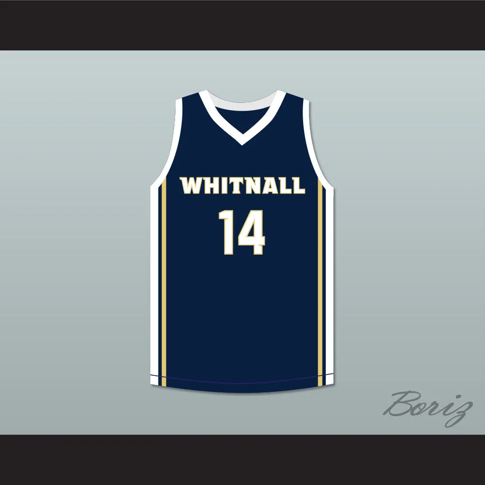 Player 14 Whitnall High School Falcons Navy Blue Basketball Jersey 2