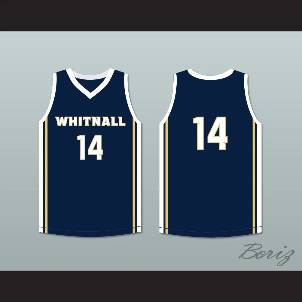 Player 14 Whitnall High School Falcons Navy Blue Basketball Jersey 2