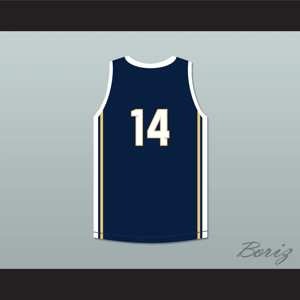 Player 14 Whitnall High School Falcons Navy Blue Basketball Jersey 2