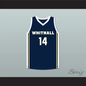 Player 14 Whitnall High School Falcons Navy Blue Basketball Jersey 2