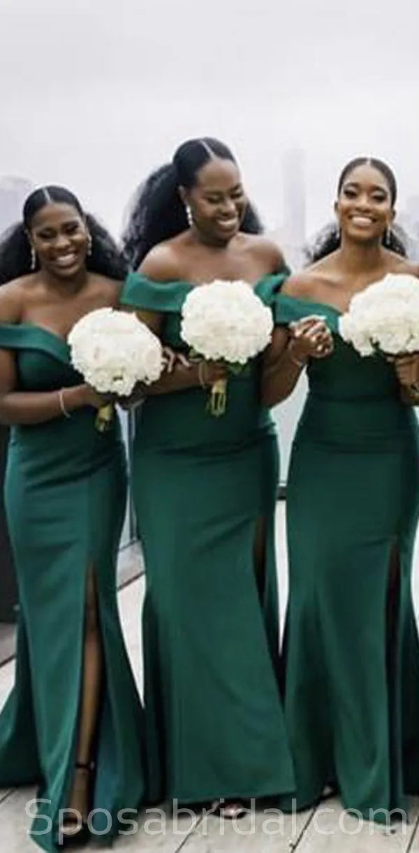 Plus Size Popular New Long Satin Mermaid Off Shoulder Bridesmaid Dresses , WG538