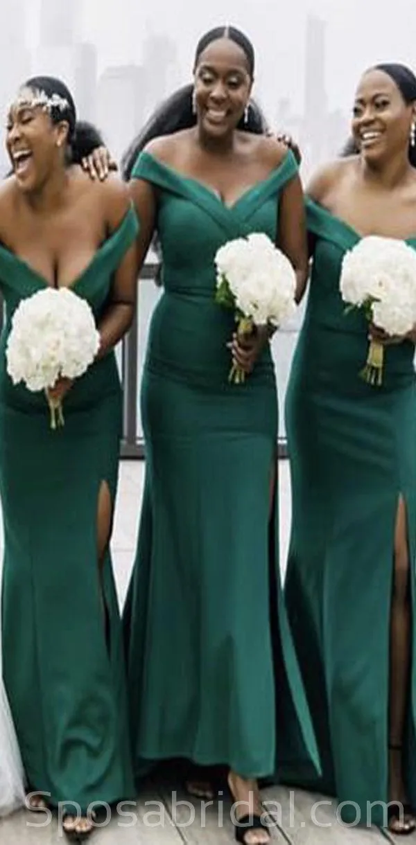 Plus Size Popular New Long Satin Mermaid Off Shoulder Bridesmaid Dresses , WG538