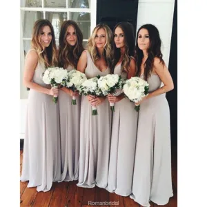 Popular Floor-length A-Line Scoop simple cheap Chiffon Bridesmaid Dress , BD0435