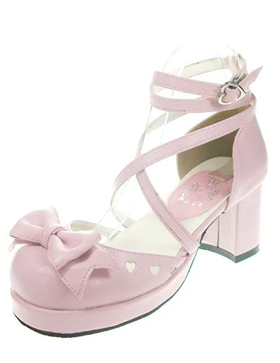 Popular Red High Heels PU Womens Lolita Shoes