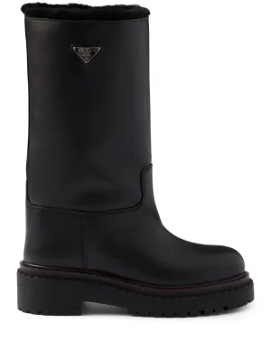 Prada shearling leather boots